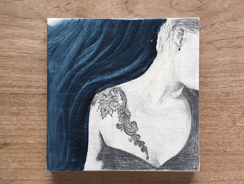 werkje op hout tatoo