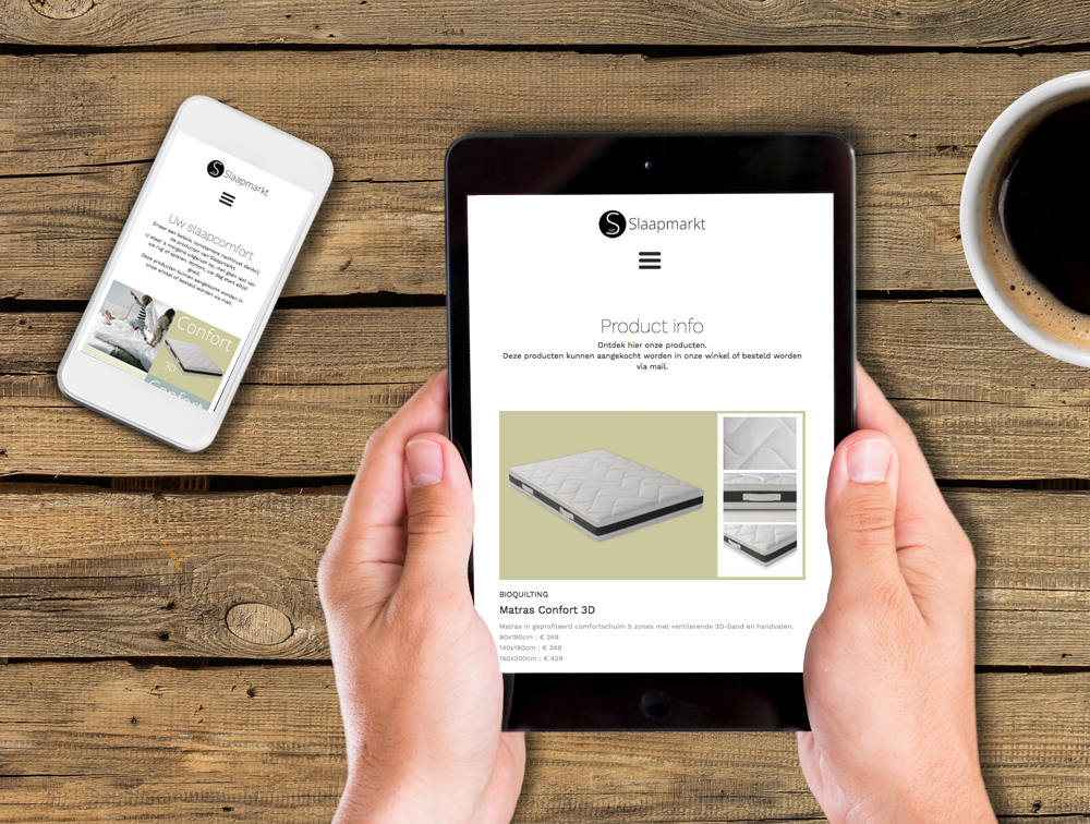 website slaapmarkt op ipad en smartphone